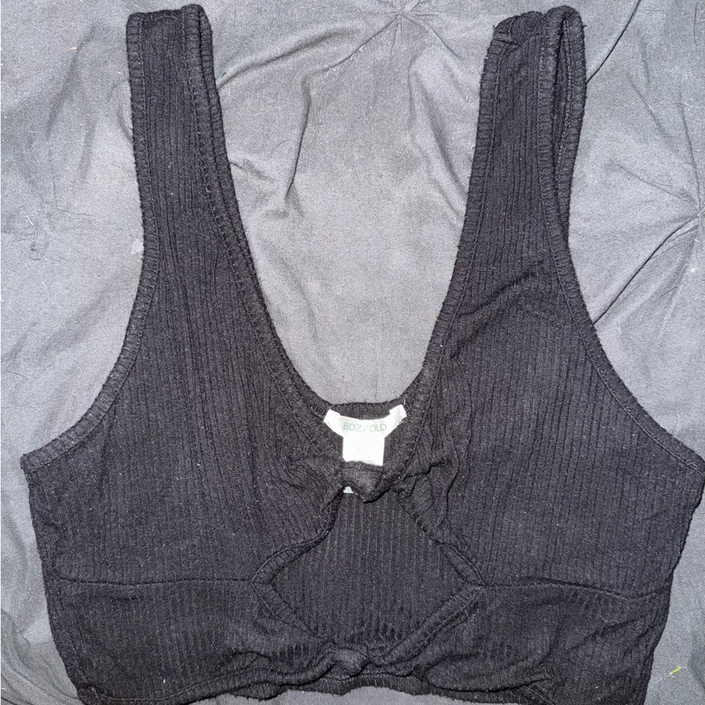 Bozzolo Charcoal Ribbed Top